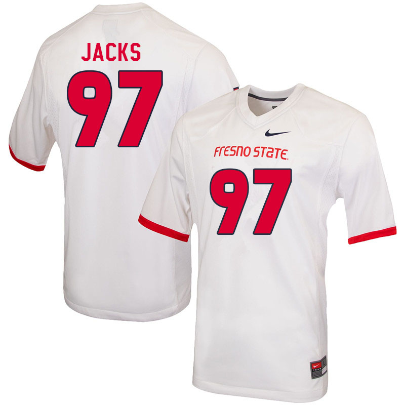 Men #97 Jahzon Jacks Fresno State Bulldogs College Football Jerseys Sale-White